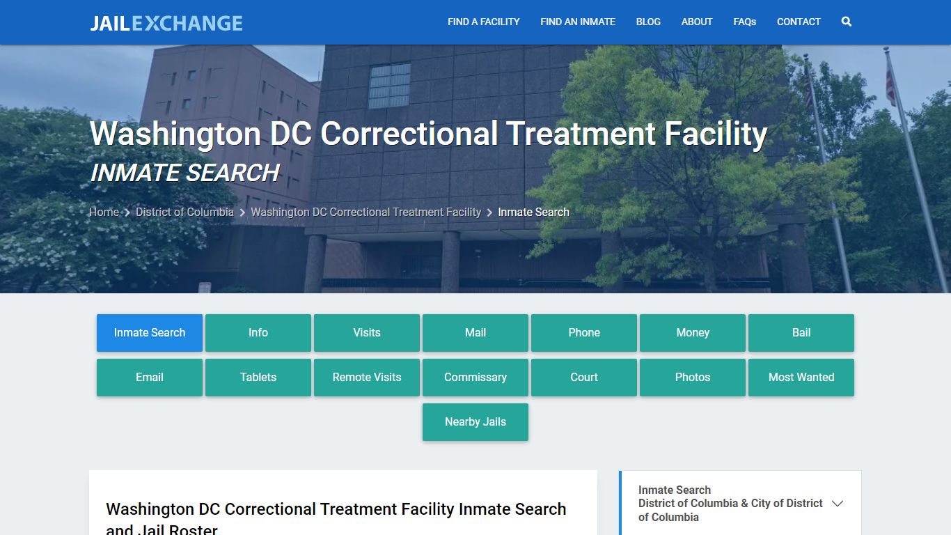 Washington DC Correctional Treatment Facility Inmate Search