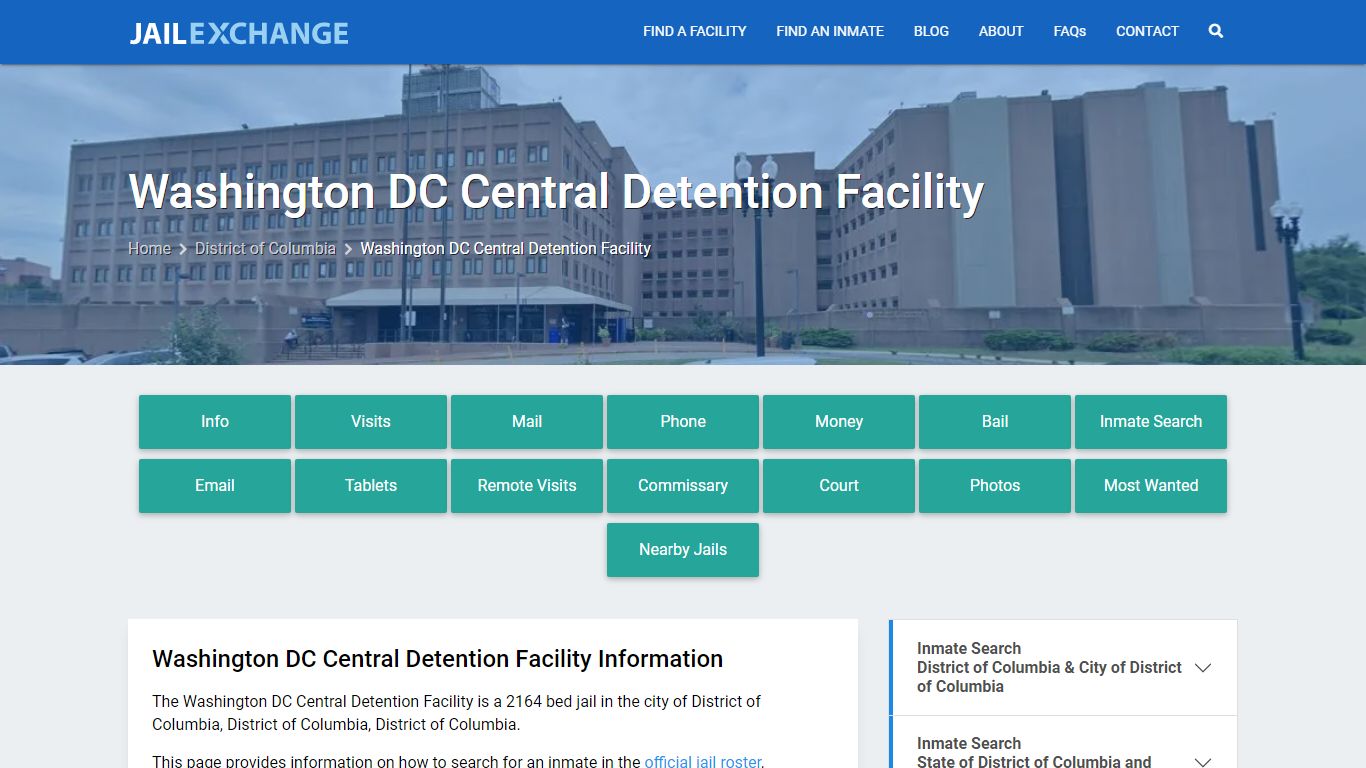 Washington DC Central Detention Facility, DC Inmate Search, Information