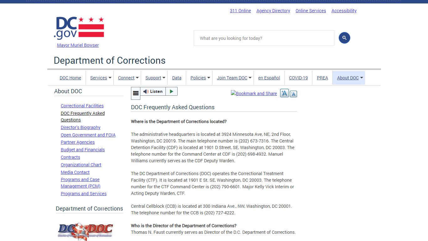 DOC Frequently Asked Questions | doc - Washington, D.C.