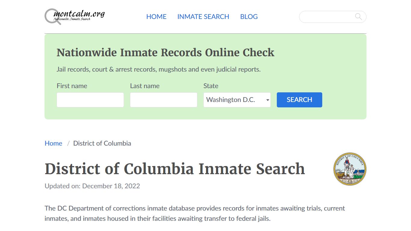 District of Columbia Inmate Search – DC DOC Offender Lookup